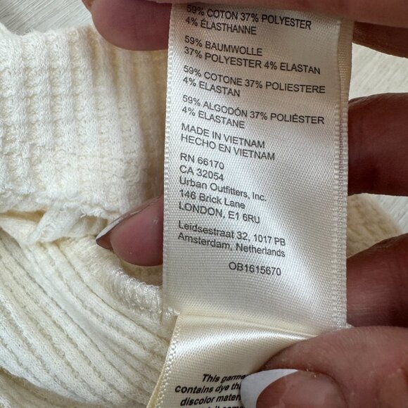 Free People Oh My Babydoll Waffle Knit Top Size Small Cream Oversized - Picture 9 of 10